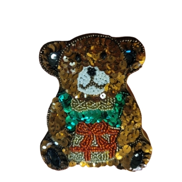 BEAR BOX Sequined Christmas bear box  holding gift for jewelry keys pill box - Picture 6 of 8